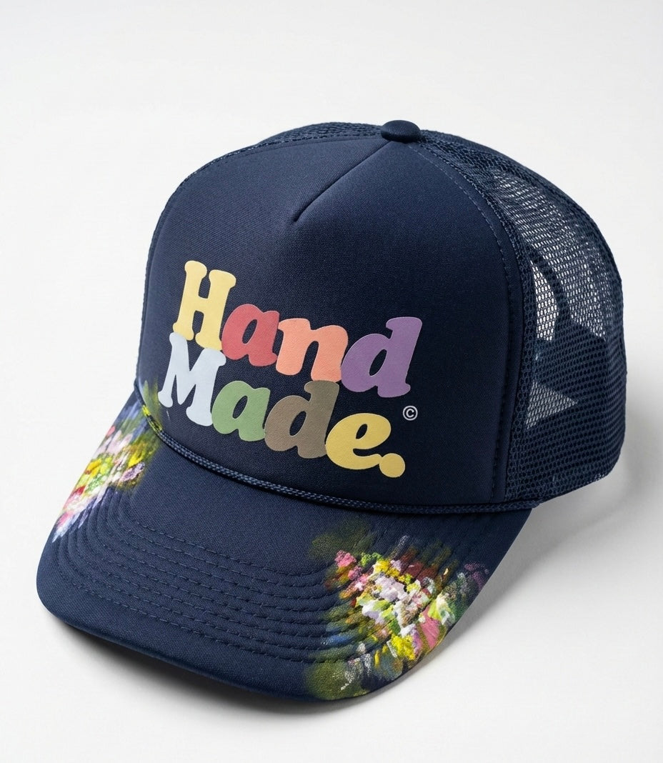 Pastel Classic HandMade Trucker Hat - Artifact 002 Hand Printed & Painted