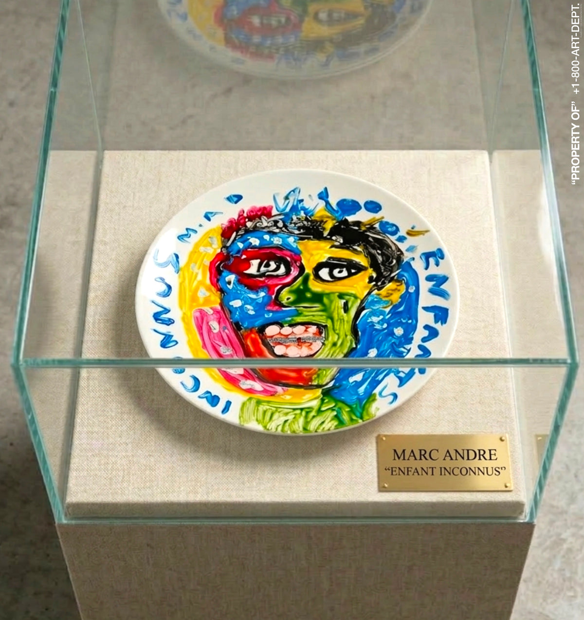 Enfant Iconnus Plates Catch All Dish Hand Painted By Marc Andre Porcelain Paint on Glass. 100 Washable Not Eatable For Display or Catch All Use