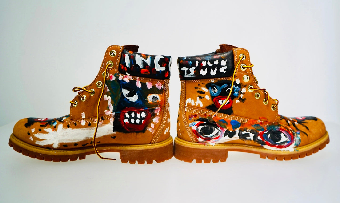Hand-Painted ENFANTS INCONNUS Timberland 6-Inch Premium Boot by Marc Andre (1 of 1)