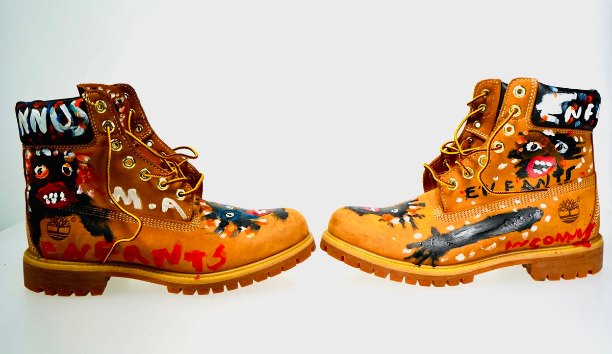 Hand-Painted ENFANTS INCONNUS Timberland 6-Inch Premium Boot by Marc Andre (1 of 1)