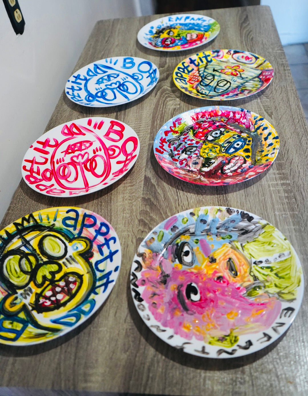 Bon Appetit Plates / Catch All-Dish Hand Painted By DapoDavinci - Porcelain Paint on Glass. 100 Washable Not Eatable - For Display or Catch-All Use