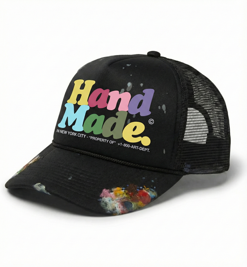 Pastel Classic HandMade Trucker Hat - Artifact 002 Hand Printed & Painted