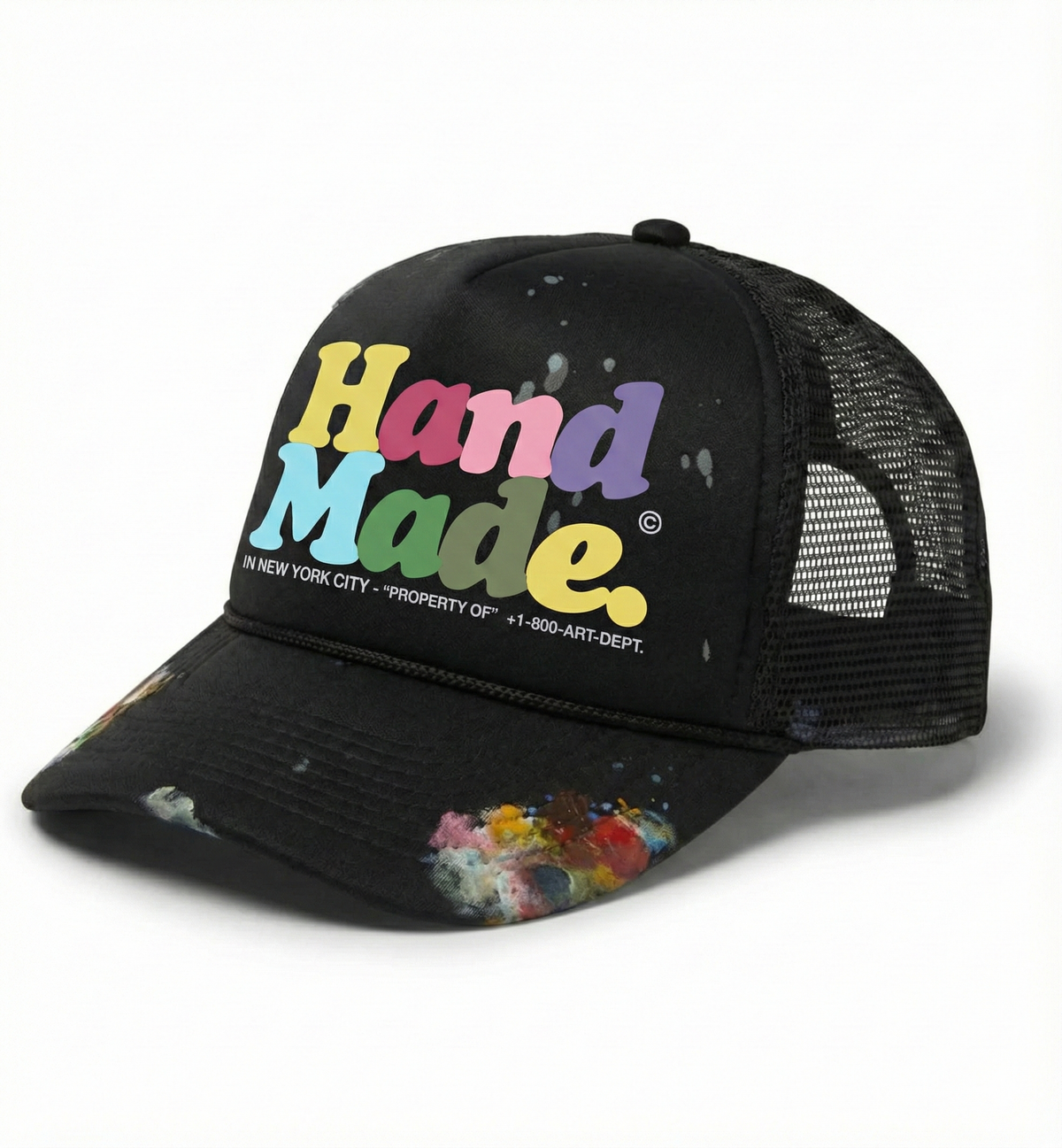 Pastel HandMade trucker hat Artifact 002, hand painted brim