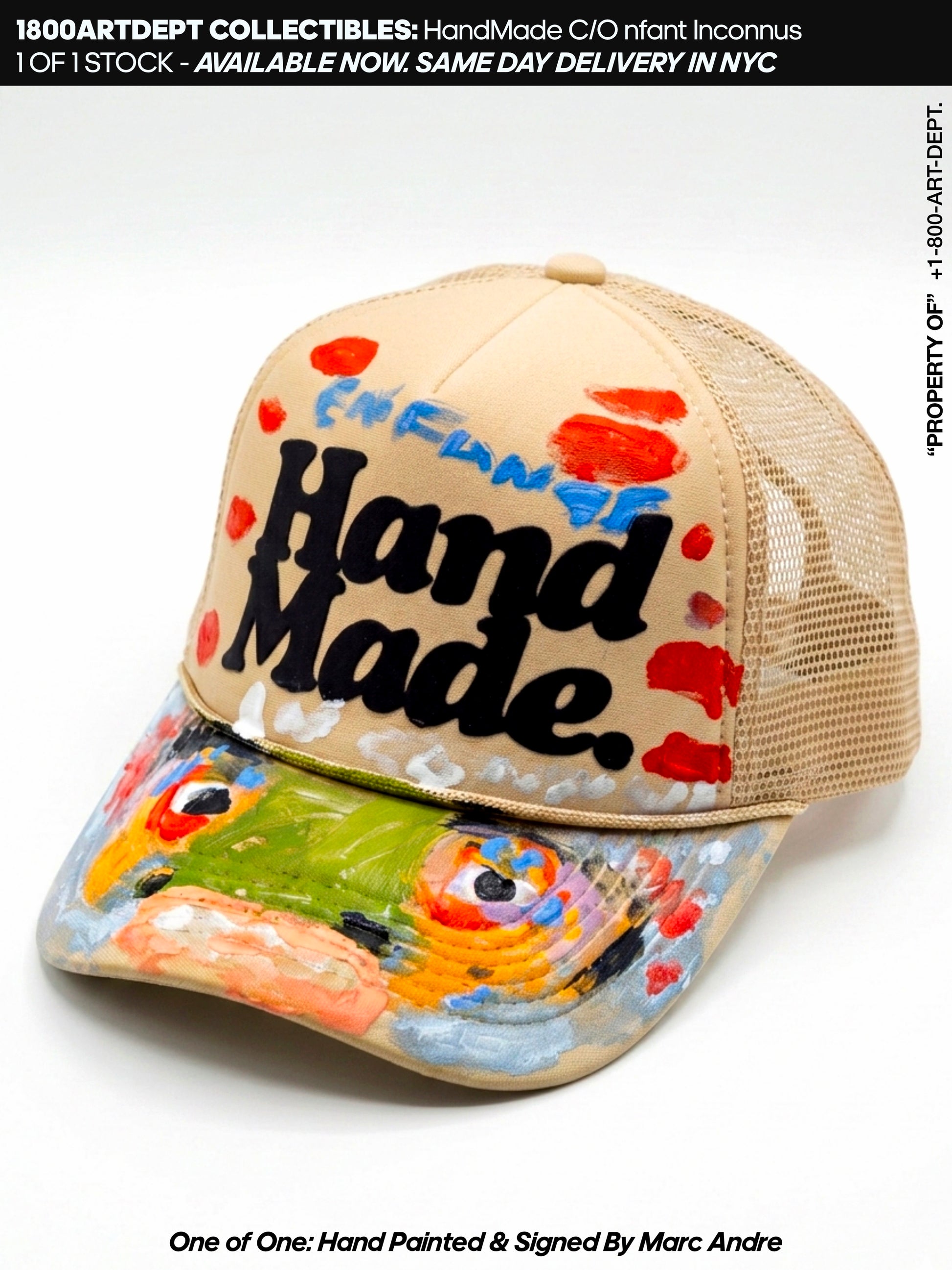 Enfant Inconnus X HandMade trucker hat, one of one hand painted