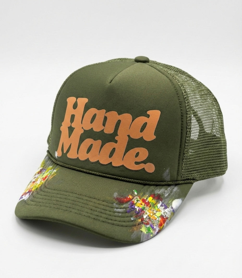 Classic HandMade Trucker Hat - Artifact 001 Hand Printed & Painted