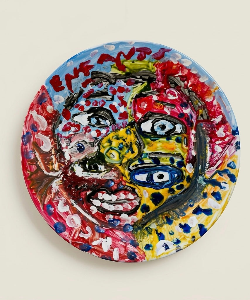 Enfant Iconnus Plates Catch All Dish Hand Painted By Marc Andre Porcelain Paint on Glass. 100 Washable Not Eatable For Display or Catch All Use