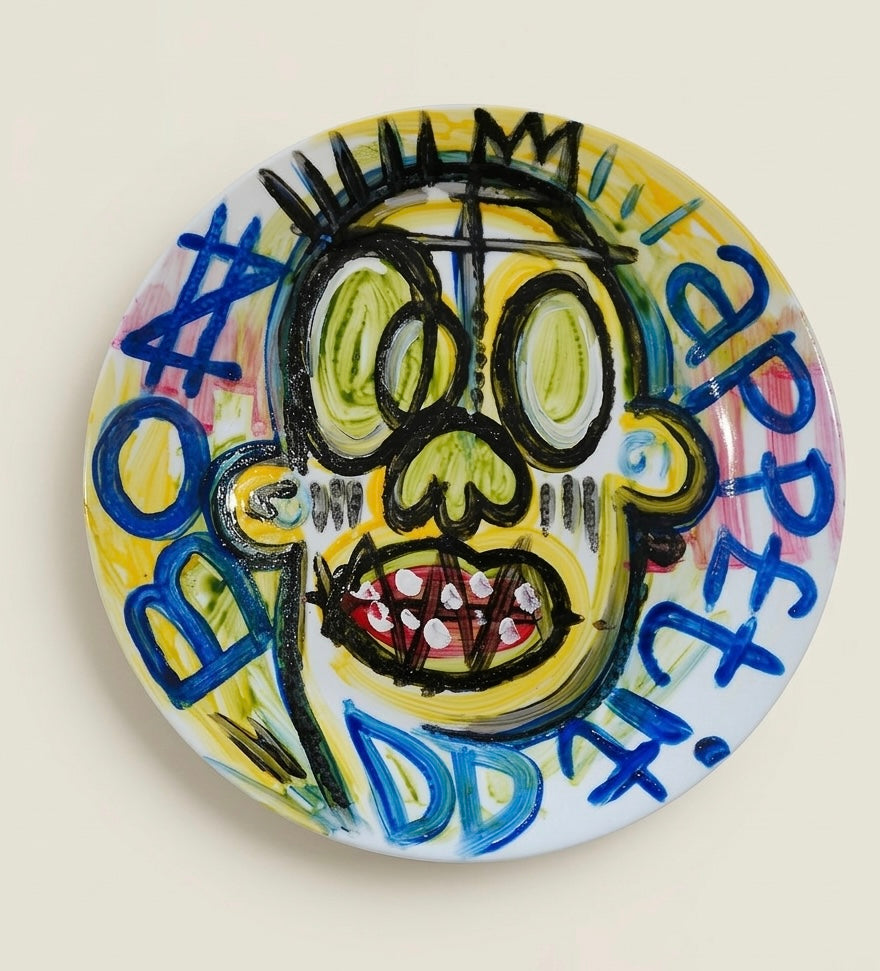 Bon Appetit Plates / Catch All-Dish Hand Painted By DapoDavinci - Porcelain Paint on Glass. 100 Washable Not Eatable - For Display or Catch-All Use
