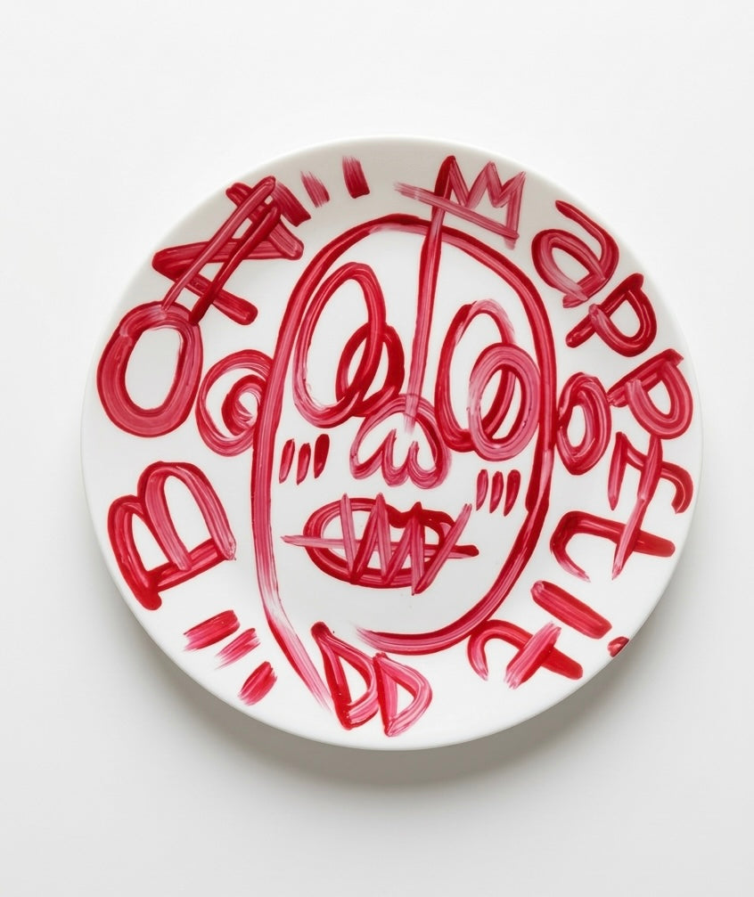 Bon Appetit Plates / Catch All-Dish Hand Painted By DapoDavinci - Porcelain Paint on Glass. 100 Washable Not Eatable - For Display or Catch-All Use