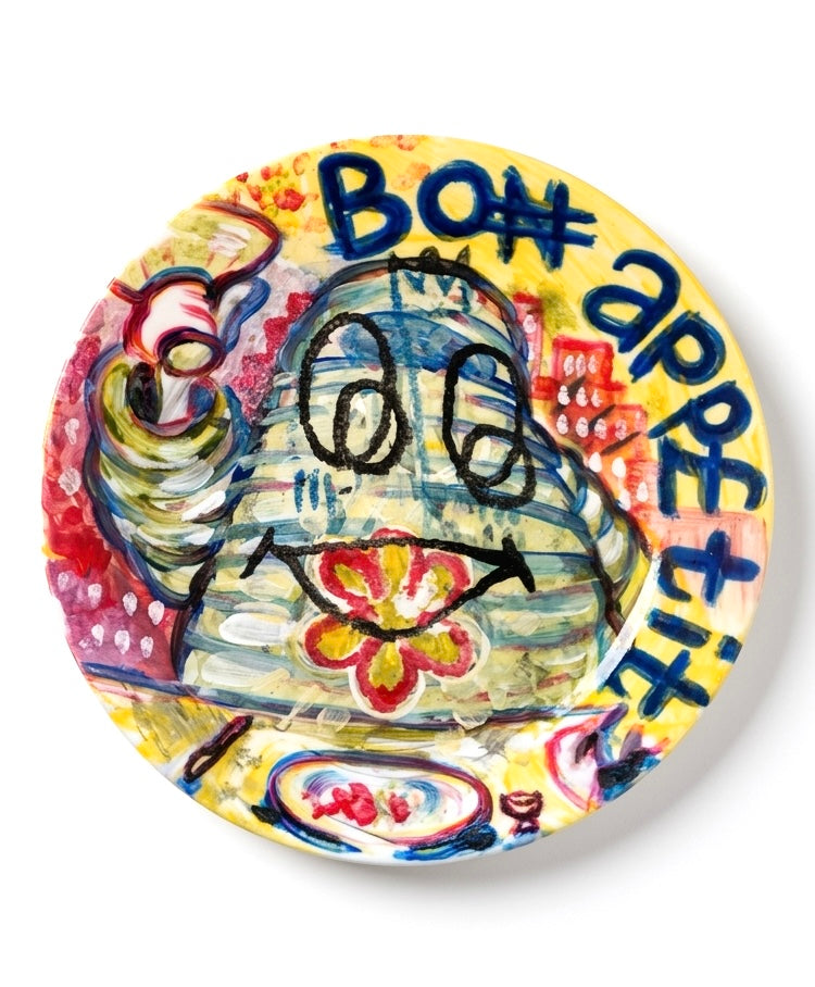 Bon Appetit Plates / Catch All-Dish Hand Painted By DapoDavinci - Porcelain Paint on Glass. 100 Washable Not Eatable - For Display or Catch-All Use