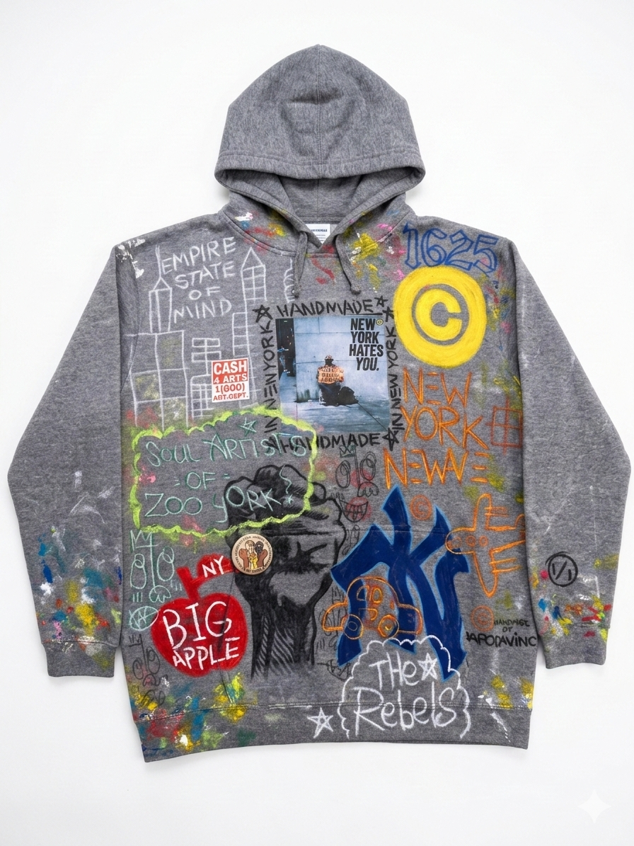 [ Limited Edition ] New York Hates You © Hoodie 001 - Screen Printed & Hand Painted - SS26 Customization Available