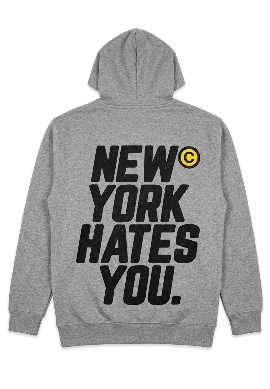 New York Hates You limited edition hoodie, screen printed and hand painted