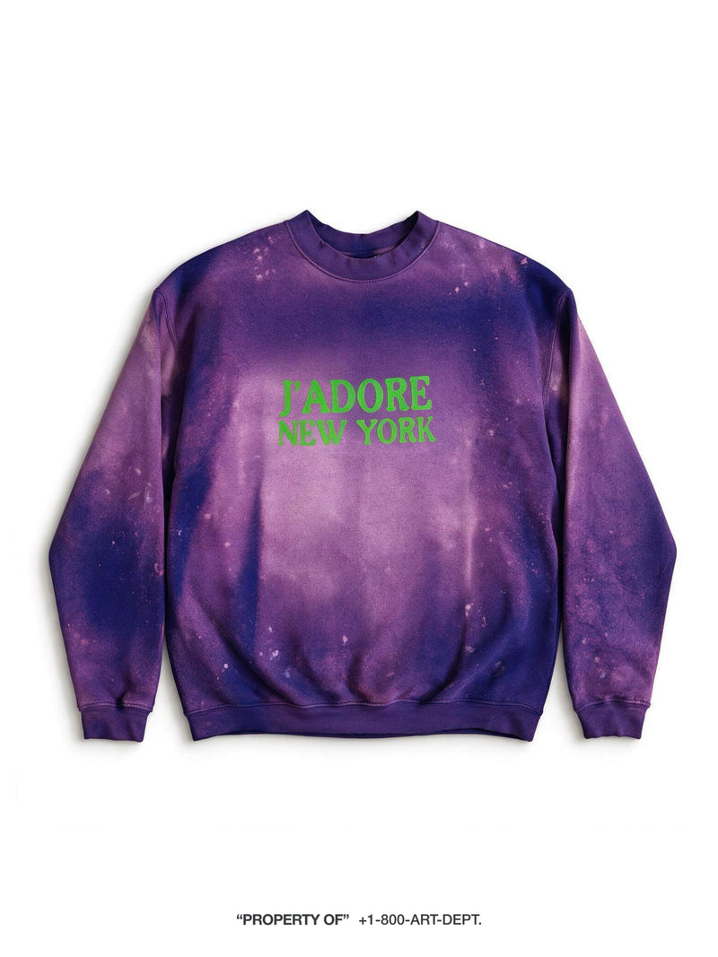 J'ADORE NEW YORK Crewneck Sweatshirt — Distressed Purple