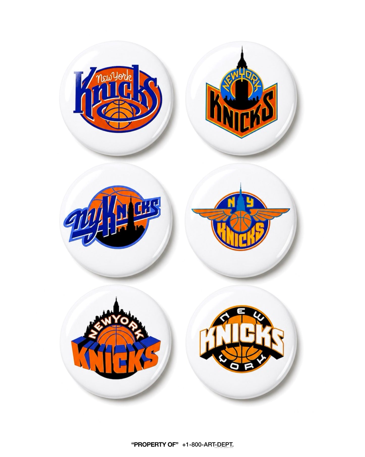 New York Knicks  Memoriabilia Button Packs 2.25" ( 6 ) - Championship & Nostalgia Edition