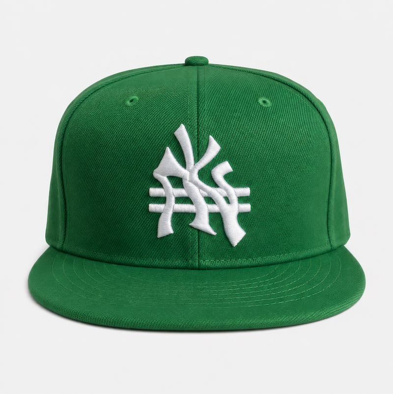 Naira Yankee Snapback Hat | ₦ x NY Embroidered Cap — Green
