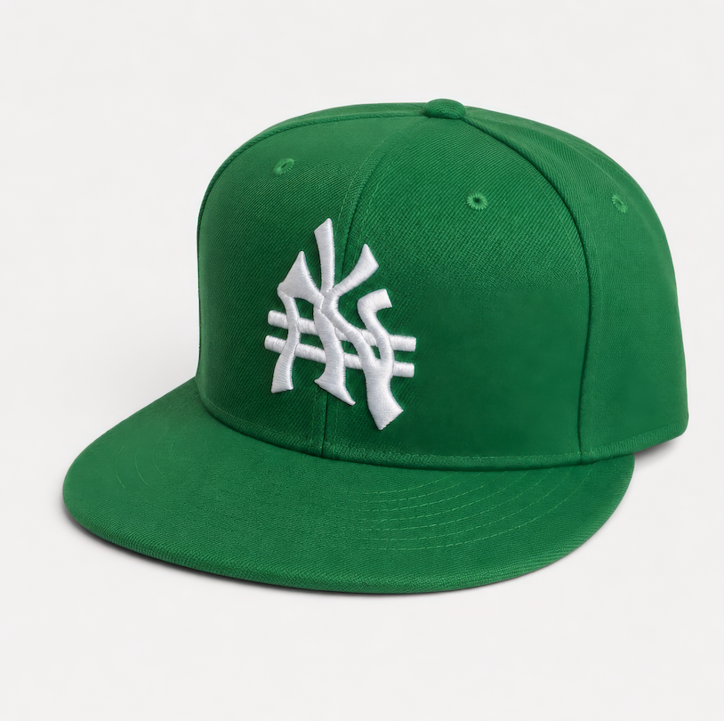 Naira Yankee Snapback Hat | ₦ x NY Embroidered Cap — Green