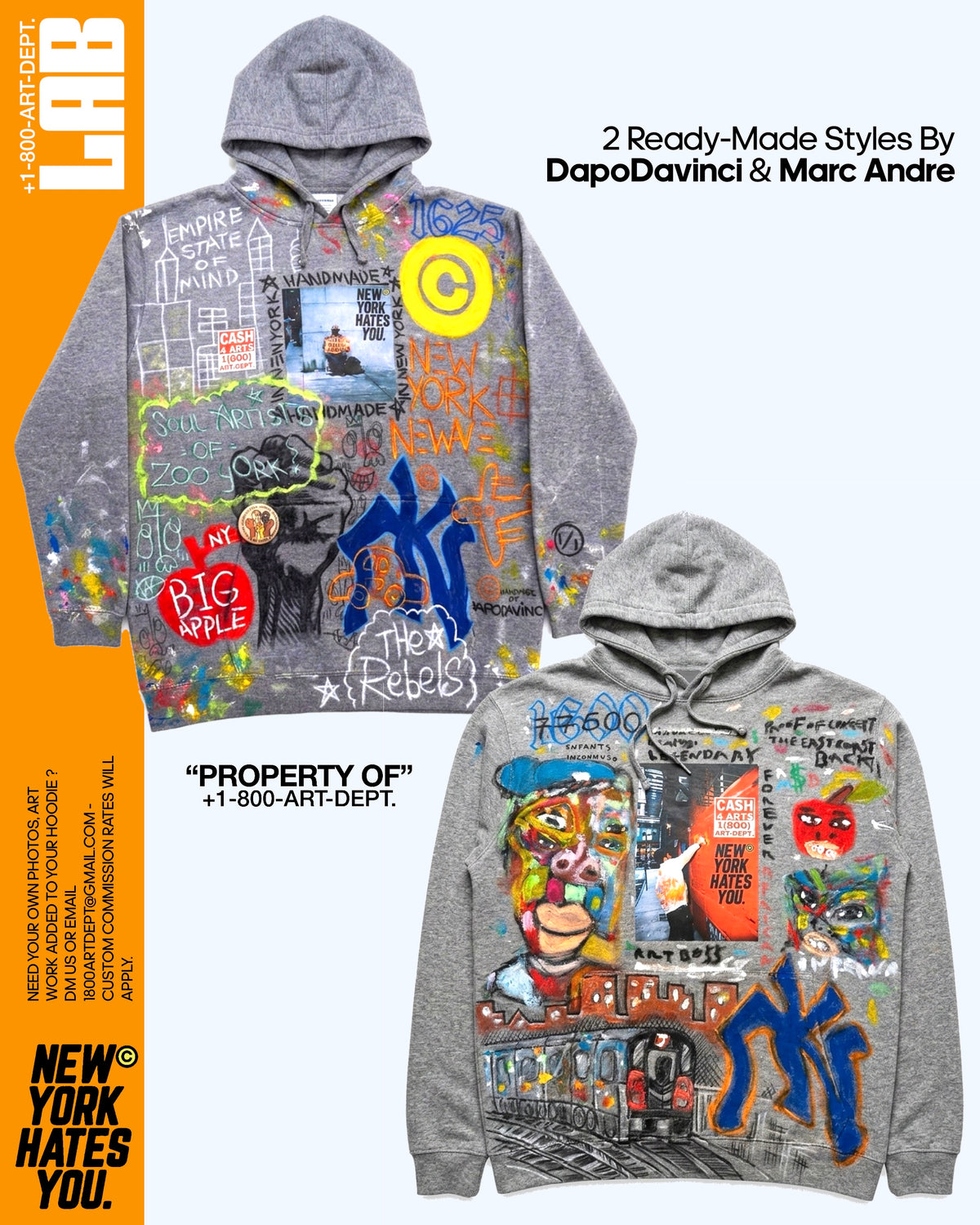 [ Limited Edition ] New York Hates You © Hoodie 001 - Screen Printed & Hand Painted - SS26 Customization Available