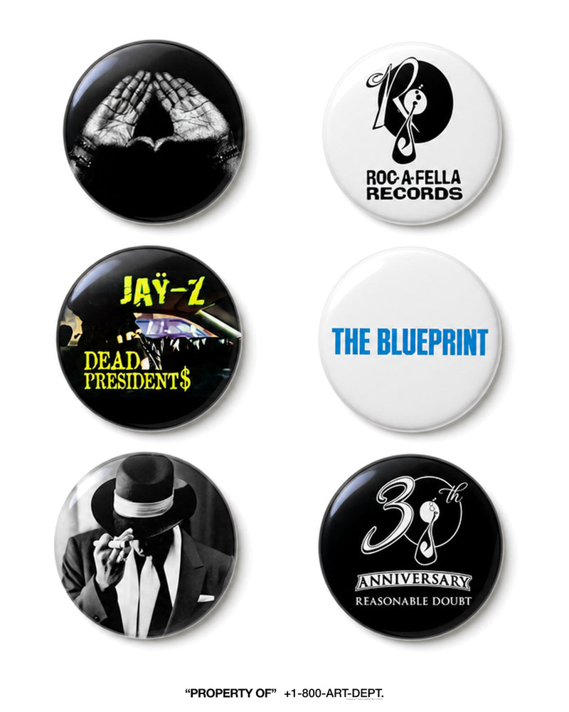 The '96 Archive: Roc-A-Fella & Reasonable Doubt 30th Anniversary Button Set (6-Pack)