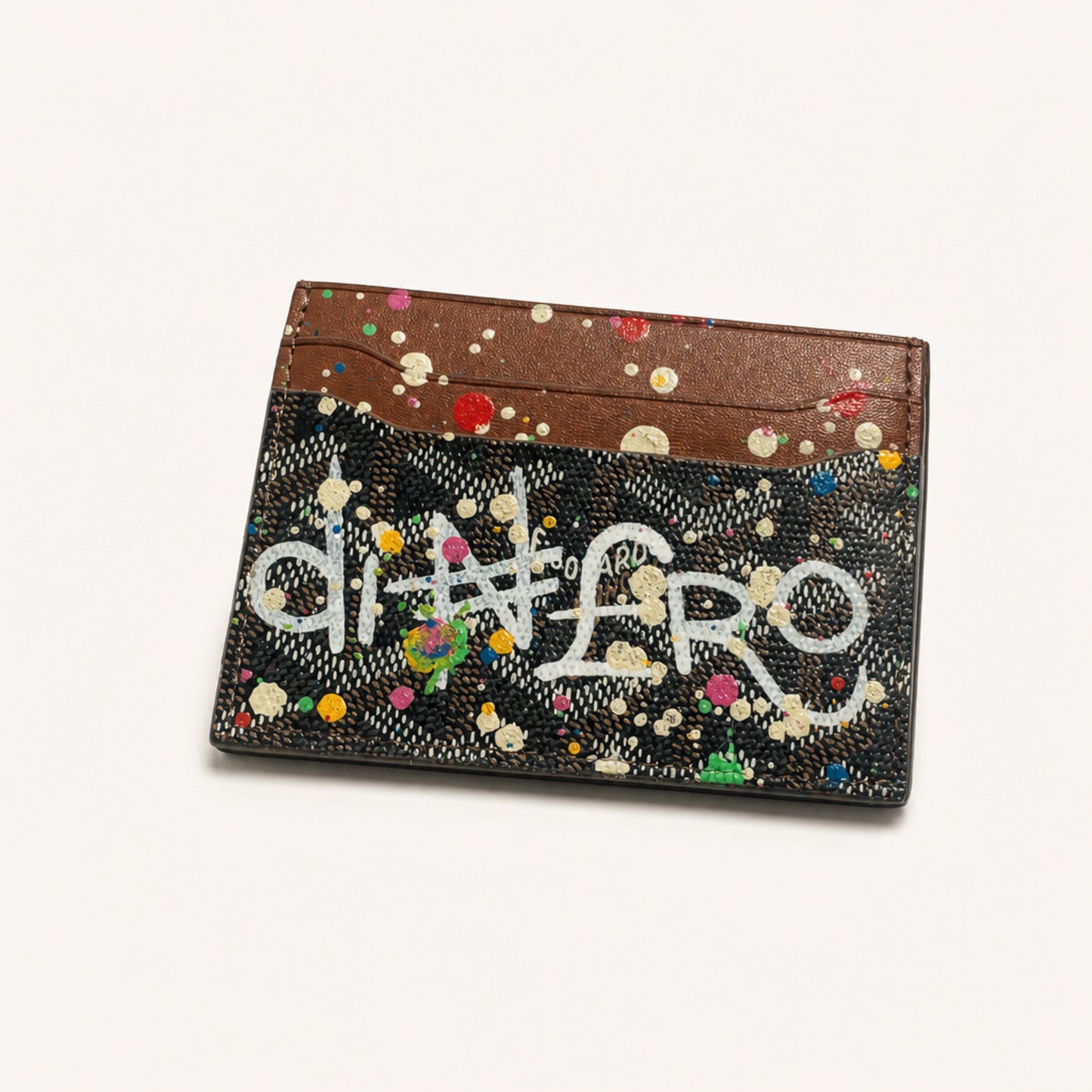 Dinero Abstract Expression Card Holder 001 | Hand-Painted One of One