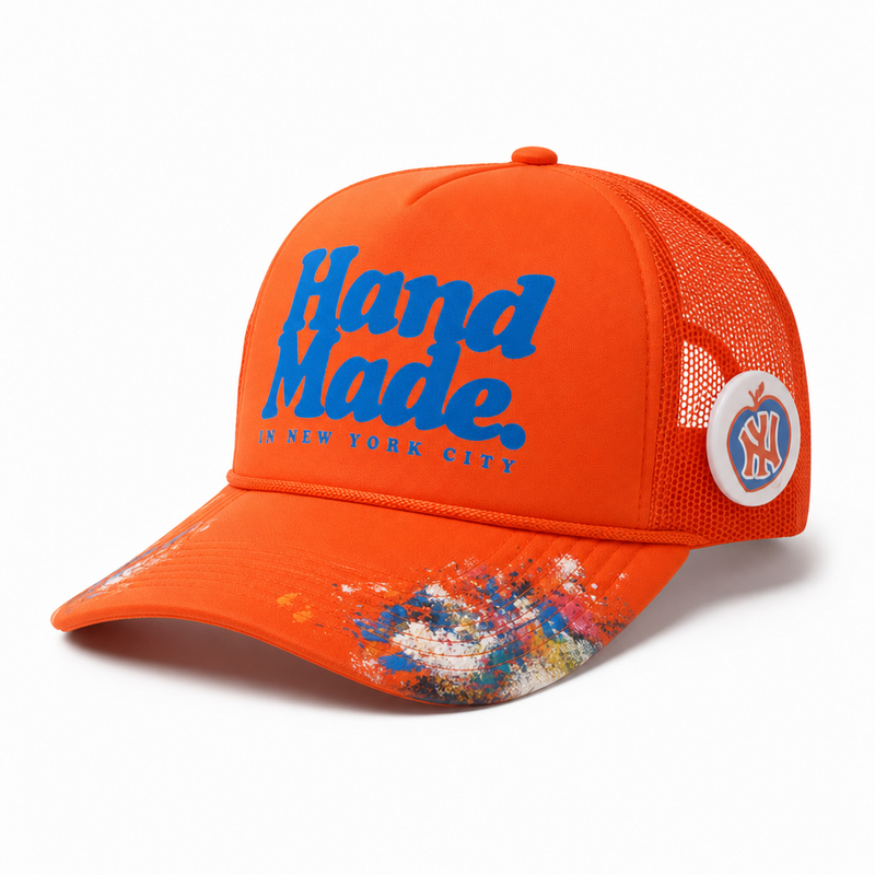 Championship HandMade Trucker Hat - Knicks Edittion Hand Printed & Painted | One button included