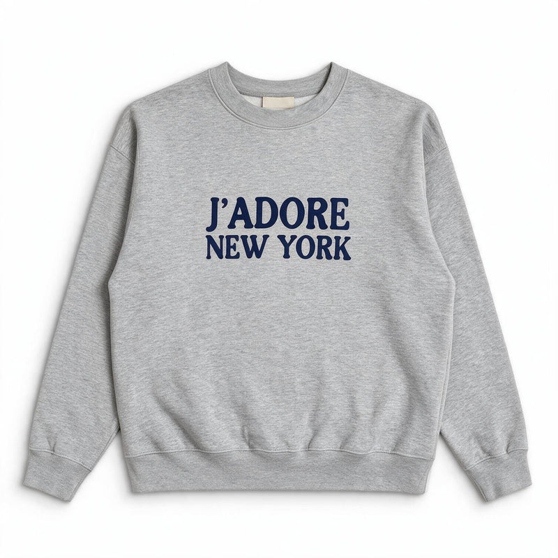 J'ADORE NEW YORK Crewneck Sweatshirt — Heather Grey